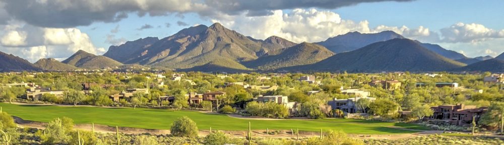 Mountain views over golf course in north scottsdale