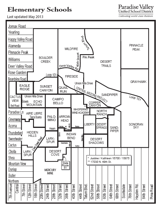 Paradise Valley Elementary School Boundary Map