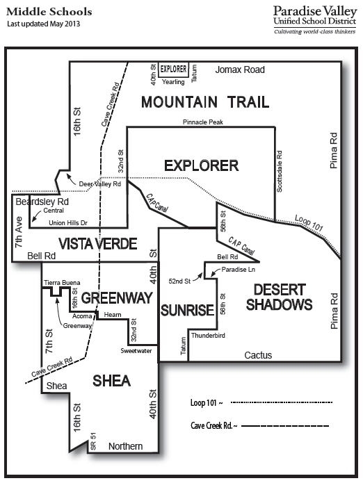 Paradise Valley Middle School Boundary Map