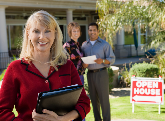 Buyers walking through a house